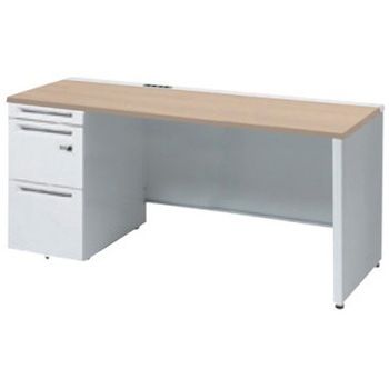 アドバンス 左片袖 中央引出し無 コンセント対応 ダイヤル錠タイプ パネル脚 オカムラ(岡村製作所)