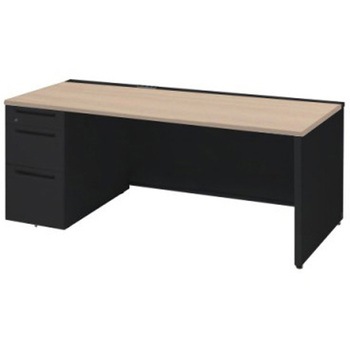 アドバンス 左片袖3段B5 中央引出し無 コンセント対応タイプ パネル脚 オカムラ(岡村製作所)