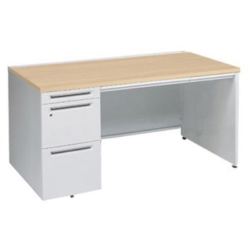 アドバンス 左片袖 中央引出し付(A3対応) コンセント対応タイプ パネル脚 オカムラ(岡村製作所)