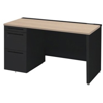 アドバンス 左片袖 中央引出し無 コンセント対応タイプ パネル脚 オカムラ(岡村製作所)