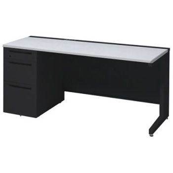 3V13NG MK61 アドバンス 左片袖3段B5 中央引出し無 コンセント対応タイプ L脚 オカムラ(岡村製作所) 06714237