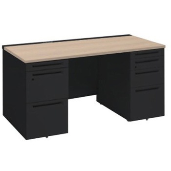 アドバンス 両袖机 4段 中央引出し無 コンセント対応タイプ オカムラ(岡村製作所)