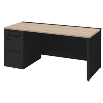 アドバンス 左片袖 中央引出し無 コンセント対応 ダイヤル錠タイプ パネル脚 オカムラ(岡村製作所)