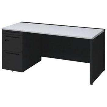 アドバンス 左片袖 中央引出し無 コンセント対応 ダイヤル錠タイプ パネル脚 オカムラ(岡村製作所)