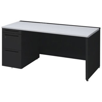 アドバンス 左片袖 中央引出し無 コンセント対応タイプ パネル脚 オカムラ(岡村製作所)