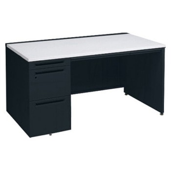 アドバンス 左片袖 中央引出し付(A3対応) コンセント対応タイプ パネル脚 オカムラ(岡村製作所)