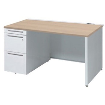 アドバンス 左片袖 中央引出し無 コンセント対応タイプ パネル脚 オカムラ(岡村製作所)