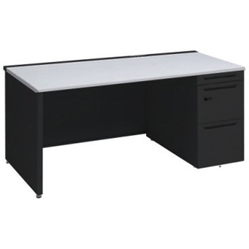 アドバンス 右片袖 中央引出し無 コンセント対応 ダイヤル錠タイプ パネル脚 オカムラ(岡村製作所)