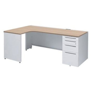 アドバンス L型左用右片袖4段引出無 配線カバーコンセント対応タイプ オカムラ(岡村製作所)