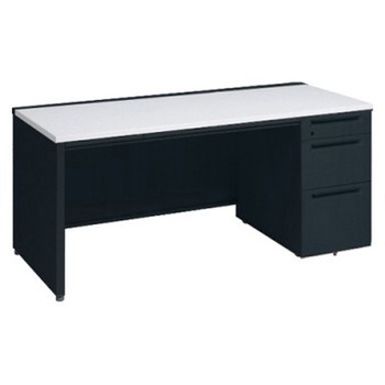 アドバンス 右片袖3段B5 中央引出し付(A3対応) コンセント対応タイプ パネル脚 オカムラ(岡村製作所)