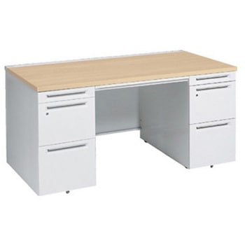 アドバンス 両袖机 中央引出し付(A3対応) コンセント対応タイプ オカムラ(岡村製作所)