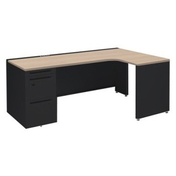 アドバンス L型右用左片袖3段引出無 配線カバーコンセント対応タイプ ダイヤル錠 オカムラ(岡村製作所)