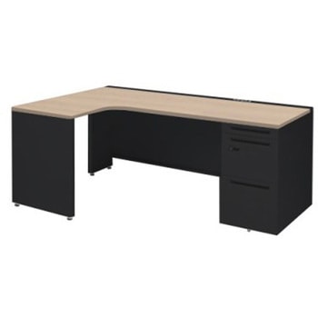 アドバンス L型左用右片袖3段引出無 配線カバーコンセント対応タイプ ダイヤル錠 オカムラ(岡村製作所)