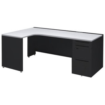 アドバンス L型左用右片袖3段引出無 配線カバーコンセント対応タイプ ダイヤル錠 オカムラ(岡村製作所)