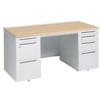 アドバンス 両袖机 4段 中央引出し付(A3対応) コンセント対応タイプ オカムラ(岡村製作所)