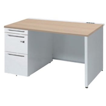 アドバンス 左片袖 中央引出し無 コンセント対応 ダイヤル錠タイプ パネル脚 オカムラ(岡村製作所)