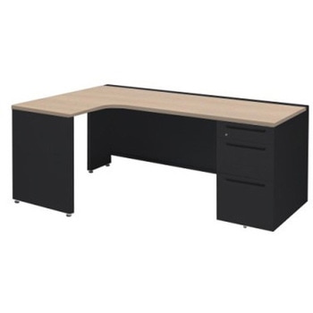 アドバンス L型左用右片袖3段B5引出無 配線カバー標準タイプ オカムラ(岡村製作所)