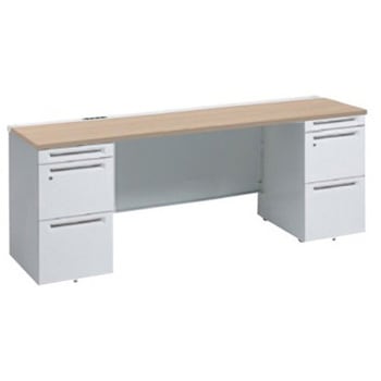 アドバンス 両袖机 中央引出し無 コンセント対応タイプ オカムラ(岡村製作所)