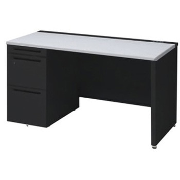 アドバンス 左片袖 中央引出し無 コンセント対応タイプ パネル脚 オカムラ(岡村製作所)