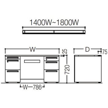 アドバンス 両袖机 3段B5 中央引出し無 スタンダードタイプ オカムラ(岡村製作所)