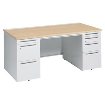 アドバンス 両袖机 4段 中央引出し付(A3対応) コンセント対応タイプ オカムラ(岡村製作所)