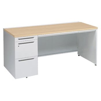 アドバンス 左片袖 中央引出し付(A3対応) コンセント対応タイプ パネル脚 オカムラ(岡村製作所)