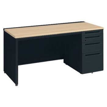 アドバンス 右片袖4段 中央引出し付(A3対応) コンセント対応タイプ パネル脚 オカムラ(岡村製作所)