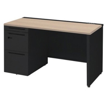 アドバンス 左片袖 中央引出し無 コンセント対応 ダイヤル錠タイプ パネル脚 オカムラ(岡村製作所)