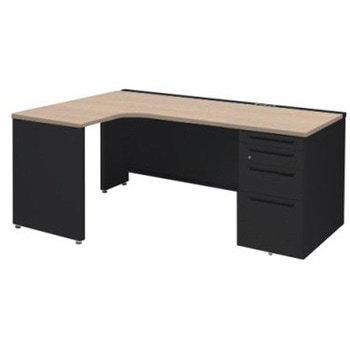 アドバンス L型左用右片袖4段引出無 配線カバーコンセント対応タイプ オカムラ(岡村製作所)