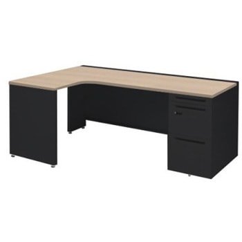 アドバンス L型左用右片袖3段引出無 配線カバー標準タイプ ダイヤル錠 オカムラ(岡村製作所)