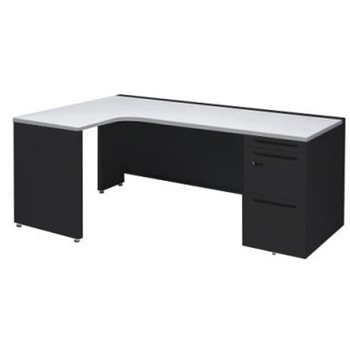 アドバンス L型左用右片袖3段引出無 配線カバー標準タイプ ダイヤル錠 オカムラ(岡村製作所)