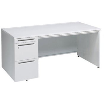 アドバンス 左片袖 中央引出し付(A3対応) コンセント対応タイプ パネル脚 オカムラ(岡村製作所)