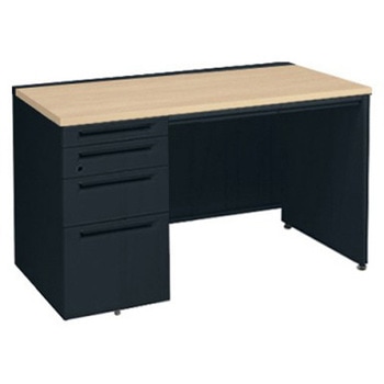 アドバンス 左片袖4段 中央引出し付(A3対応) コンセント対応タイプ パネル脚 オカムラ(岡村製作所)