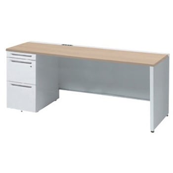 アドバンス 左片袖 中央引出し無 コンセント対応タイプ パネル脚 オカムラ(岡村製作所)