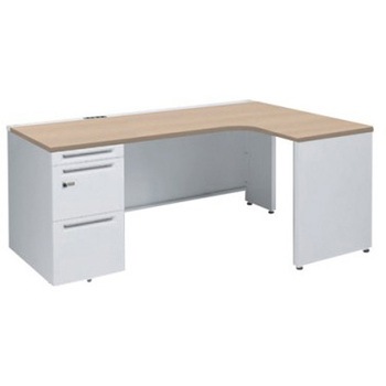 アドバンス L型右用左片袖3段引出無 配線カバーコンセント対応タイプ ダイヤル錠 オカムラ(岡村製作所)