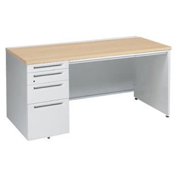 アドバンス 左片袖4段 中央引出し付(A3対応) コンセント対応タイプ パネル脚 オカムラ(岡村製作所)