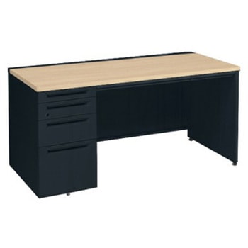 アドバンス 左片袖4段 中央引出し付(A3対応) コンセント対応タイプ パネル脚 オカムラ(岡村製作所)