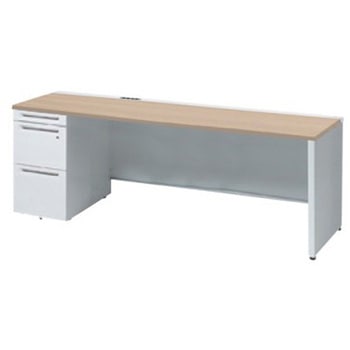 アドバンス 左片袖 中央引出し無 コンセント対応タイプ パネル脚 オカムラ(岡村製作所)