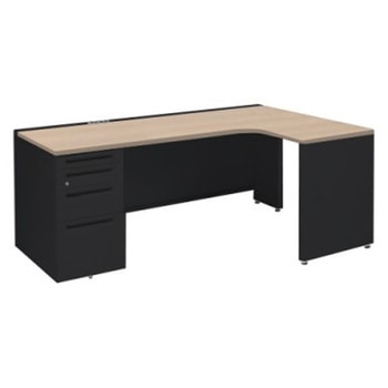 アドバンス L型右用左片袖4段引出無 配線カバーコンセント対応タイプ オカムラ(岡村製作所)