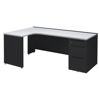 アドバンス L型左用右片袖3段B5引出無 配線カバー標準タイプ オカムラ(岡村製作所)