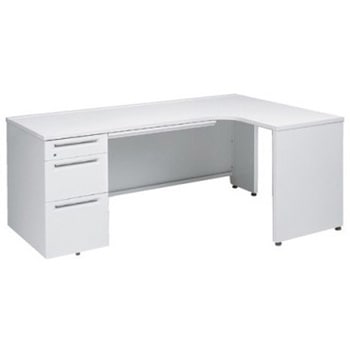 アドバンス L型右用左片袖3段B5引出付(A3対応) 配線カバーコンセント対応タイプ オカムラ(岡村製作所)