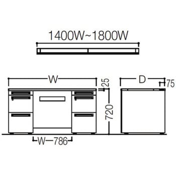アドバンス 両袖机 中央引出し無 スタンダードタイプ オカムラ(岡村製作所)
