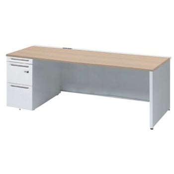 アドバンス 左片袖 中央引出し無 コンセント対応 ダイヤル錠タイプ パネル脚 オカムラ(岡村製作所)