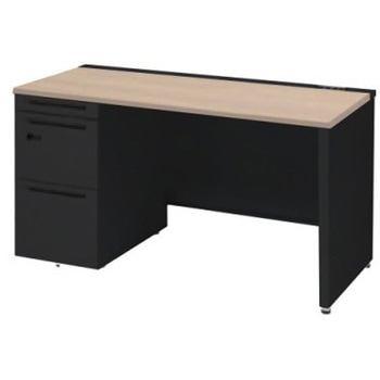 アドバンス 左片袖 中央引出し無 コンセント対応 ダイヤル錠タイプ パネル脚 オカムラ(岡村製作所)