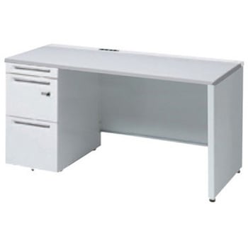 アドバンス 左片袖 中央引出し無 コンセント対応 ダイヤル錠タイプ パネル脚 オカムラ(岡村製作所)