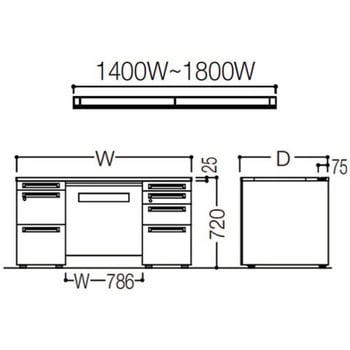 アドバンス 両袖机 4段 中央引出し付(A3対応) スタンダードタイプ オカムラ(岡村製作所)