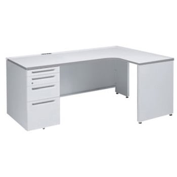 アドバンス L型右用左片袖4段引出無 配線カバーコンセント対応タイプ オカムラ(岡村製作所)