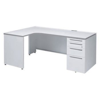 アドバンス L型左用右片袖4段引出無 配線カバーコンセント対応タイプ オカムラ(岡村製作所)