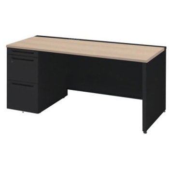 アドバンス 左片袖 中央引出し無 コンセント対応タイプ パネル脚 オカムラ(岡村製作所)