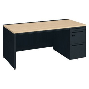 アドバンス 右片袖 中央引出し付(A3対応) コンセント対応タイプ ダイヤル錠タイプ パネル脚 オカムラ(岡村製作所)